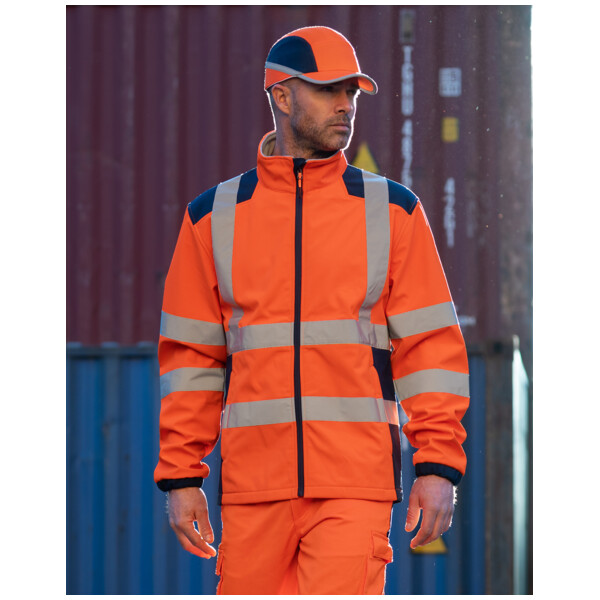 Veste softshell haute visibilite kanpa jaune/marine